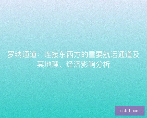 罗纳通道：连接东西方的重要航运通道及其地理、经济影响分析