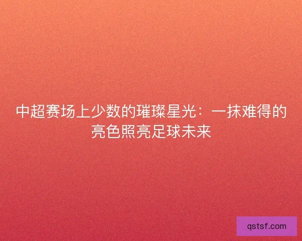 中超赛场上少数的璀璨星光：一抹难得的亮色照亮足球未来